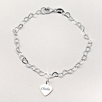 Mums Silver Personalised Heart Bracelet