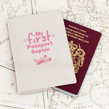 Girl's Personalised Leather My First Passport Holder