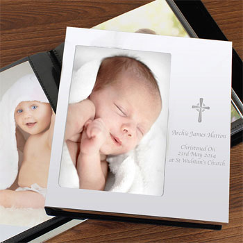 Personalised Engraved Cross Christening Photo Album
