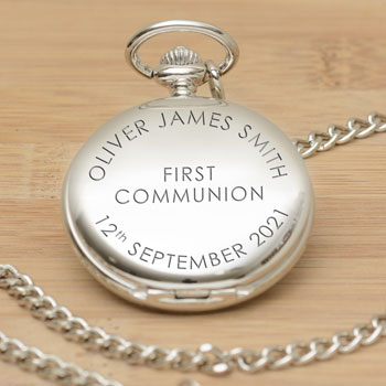 Personalised Engraved Holy Communion Pocket Watch & Chain