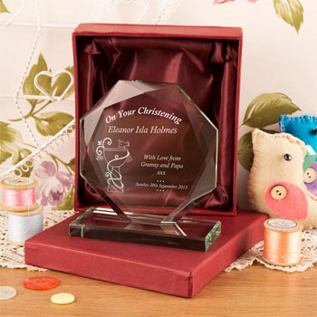 Personalised On Your Christening Cut Glass Award Gift