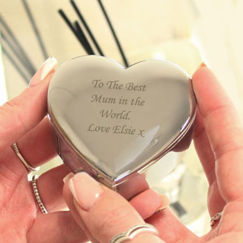 Personalised Silver Plated Engraved Heart Trinket Box