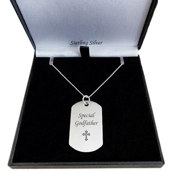 Personalised Special Godfather Silver Dog Tag Necklace