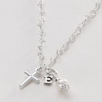 Personalised Silver Communion Necklace with Initial Charm