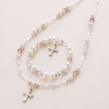 Aurora Borealis Silver Necklace and Bracelet Set