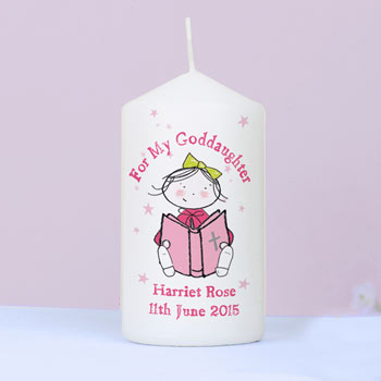 Girls Personalised Christening or Communion Candle