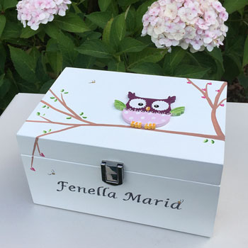 Girl's Personalised Hearts, Owls or Butterfly Jewellery Box