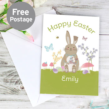 Personalised Easter Meadow Bunny Card