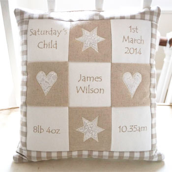 Personalised Embroidered Natural Memory Cushion