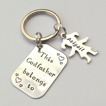 Personalised Godfather Stainless Steel Hand Stamped Keyring