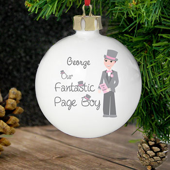 Personalised Our Fantastic Page Boy Christmas Tree Bauble