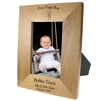 Personalised Solid Oak Portrait Page Boy Photo Frame 