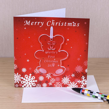 Christmas Card Personalised Teddy Decoration