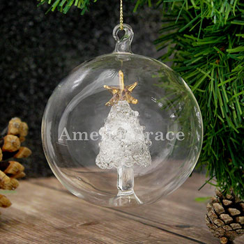 Engraved Name Only Glass Christmas Tree Bauble