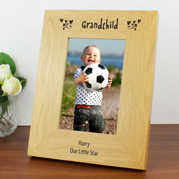 Personalised 6 x 4 Inch Grandchild Oak Finish Photo Frame