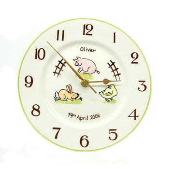 Personalised Bone China Farm Animals Clock