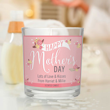 Personalised Floral Bouquet Mothers Day Scented Jar Candle