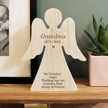 Personalised Rustic Wooden Guardian Angel Decoration