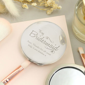 Personalised Bridesmaid Swirls and Hearts Compact Mirror