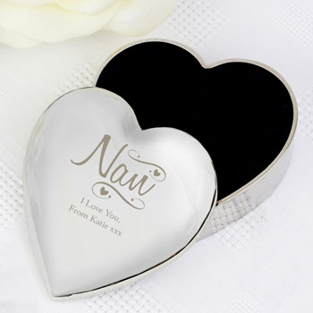 Personalised Nan Swirls and Hearts Trinket Box Any Message