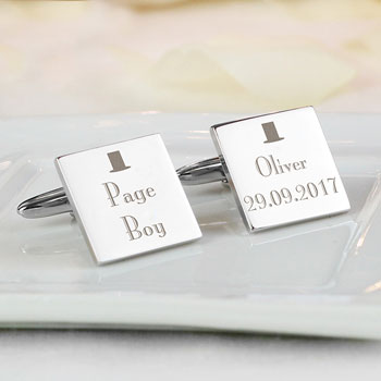 Personalised Decorative Wedding Page Boy Silver Cufflinks 
