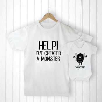 Personalised Daddy and Me Little Monster Clothing Set