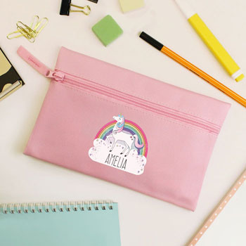 Girl's Personalised Unicorn Pink Pencil Case Back to School
