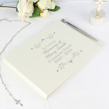 Personalised Sentiments Memorial Condolence Book and Pen