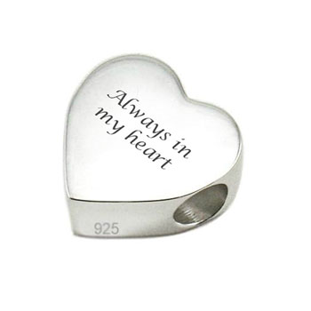 Sterling Silver Engraved Memorial Heart Charm