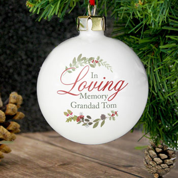 Personalised In Loving Memory Ceramic Wreath Bauble