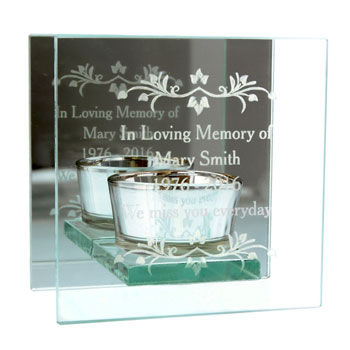 Personalised Glass Memorial Remembrance Tea Light Holder