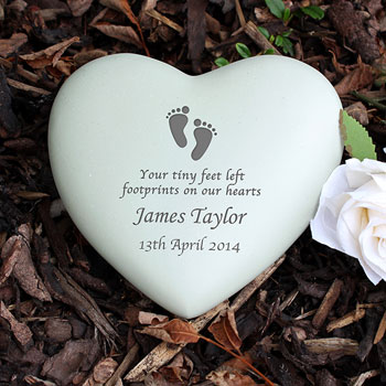 Personalised Baby Footprints Resin Heart Baby Loss Memorial