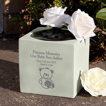Personalised Teddy Bear Memorial Graveside Vase