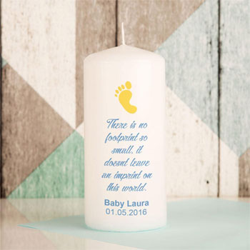Personalised Footprint Baby Memorial Pillar Candle