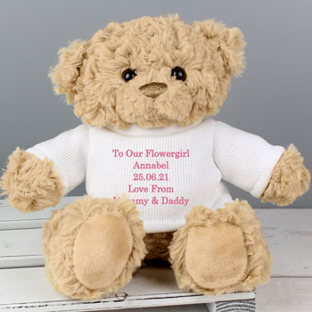 Personalised Flower Girl Teddy Bear Thank You Gift