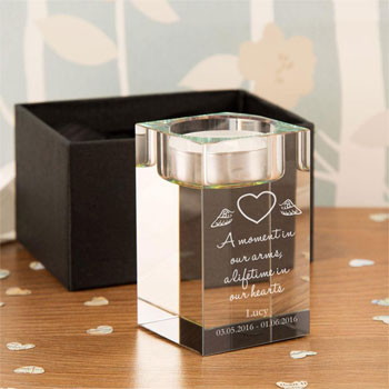 Personalised Heart with Wings Baby Memorial Tealight Holder