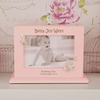 Personalised Girls Naming Day Pink Photo Album and Frame