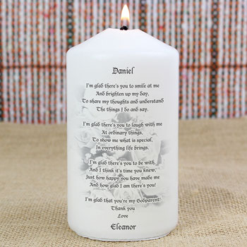 Personalised Godparent Thank You Gift Candle