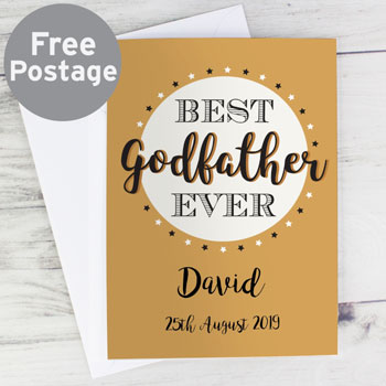 Personalised Gold Best Godfather Ever Greetings Card