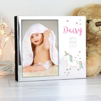 Girl's Personalised Baby Unicorn 4x6 Photo Frame Photo Album