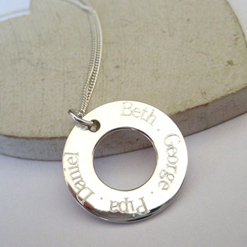 Personalised Engraved Sterling Silver Eternity Necklace