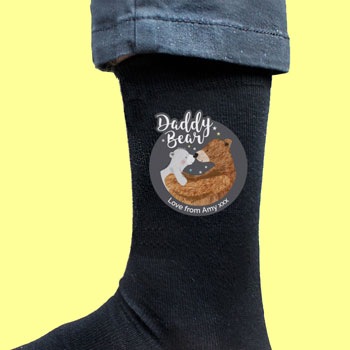 Personalised Daddy Bear Men's Socks Black One Size 6-11