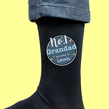 Personalised No.1 Men's Black Socks Dad Granddad Size 6-11