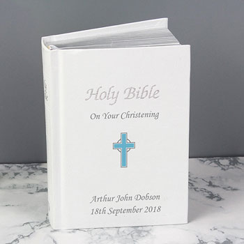 Personalised Blue Cross Boy's Christening or Communion Bible