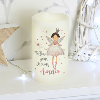 Girl's Personalised Fairy Princess Nightlight LED Candle