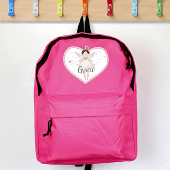 Personalised Fairy Princess Pink Girl's Backpack School Bag