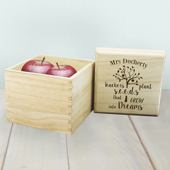 Personalised Teachers Plant Seeds Wooden Cube Box