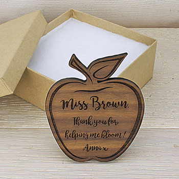 Personalised Teachers Apple Shaped Walnut Wood Fridge Magnet