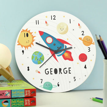 Children's Personalised Solar Sytem Glass Wall Clock