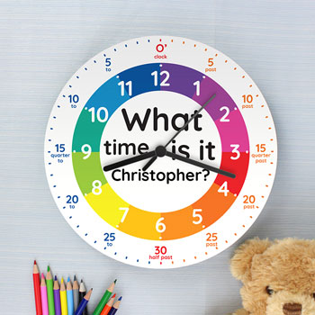 Personalised What Time Is It Children's Wooden Wall Clock